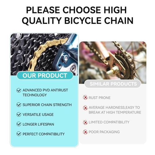 6/7/8 Speed Bike Chain, Bicycle Mountain Bike Chain High-Strength, Durable & Smooth-Shifting for Road Mountain Racing Cycling E-Bike MTB BMX (Gold 6/7/8 Speed)