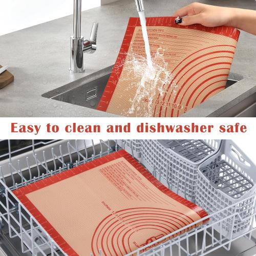 Non-slip Silicone Pastry Mat Extra Large Measurements 28''x 20'' Baking Mat | Silicone Baking Mat Counter Dough Rolling Oven Liner Fondant / Pie Crust Sourdough Bread Supplies - Folksy Super Kitchen Red
