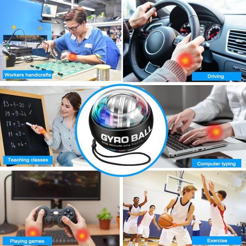 Auto-Start Wrist Power Gyro Ball with LED Lights, Wrist Strengthener and Forearm Exerciser for Stronger Arm Fingers and Muscle