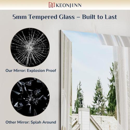 Keonjinn Size 22 x 30 Inch Frameless Bathroom Mirror, Beveled Mirrors for Bathroom Sink, Shatterproof Wall Mirror, Modern Decorative for Living Room, Entryway, Bedroom, Horizontal/Vertical