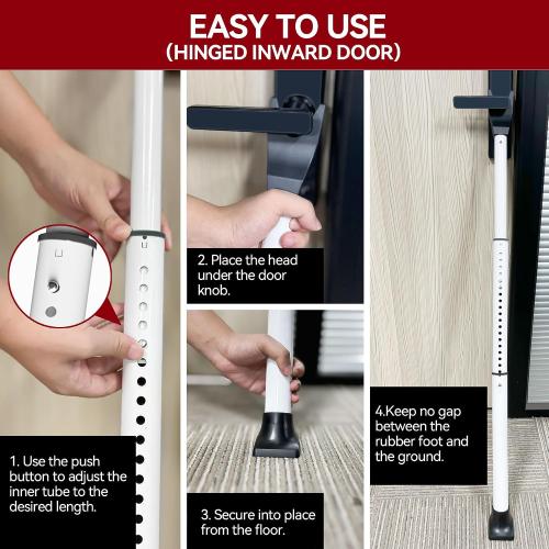 AceMining Upgraded Door Security Bar & Sliding Patio Bar, Heavy Duty Stoppers Adjustable Jammer for Home, Apartment, Travel (1 Pack,White)