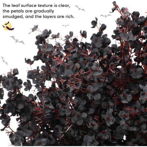 Hotop 30 Pcs Halloween Flowers Artificial Black Baby Breath Bulk Halloween Table Centerpieces Black Faux Flower Fake Dried Gypsophila Bouquet Silk DIY Floral Arrangement for Home Vase Party Decoration