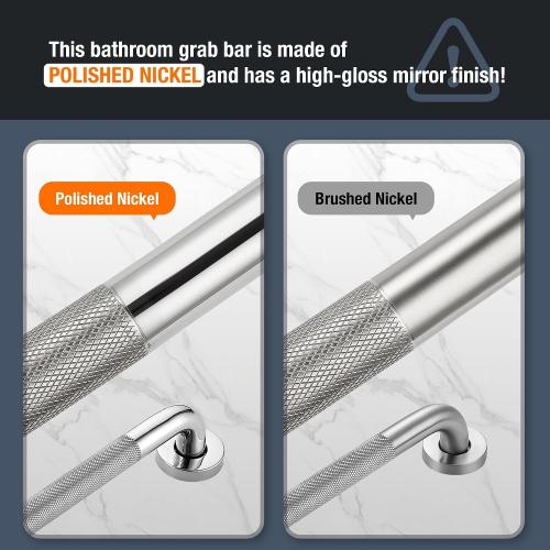 Grab Bars for Shower, 2 Pack 16-Inch Anti Slip Shower Handles for Elderly, Safety Shower Grab Bar, Stainless Steel Handicap Grab Bars for Bathroom (Polished Nickel 1 Diameter)