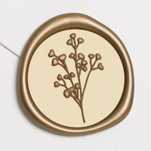 UNIQOOO Wax Seal Stickers - Baby‘s Breath Wedding Invitation Envelope Seal Stickers, Botanical 50 Pcs Self- Adhesive Antique Gold Stickers, Perfect for Invitation, Gift Wrapping, Crafts (Light Gold)