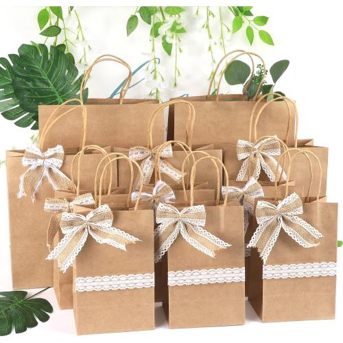 10x5x13 TOMNK 100pcs Brown Paper Bags with Handles Assorted Sizes Mixed Sizes Bulk Kraft Paper Gift Bags for Business, Shopping, Retail