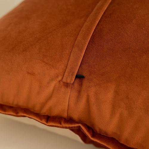 Yangest Dark Orange Decorative Velvet Throw Pillow Cover with Cloth Texture Patchwork Cushion Case Modern 20x20 Inch Pillowcase for Sofa Couch Bedroom Living Room Home Decor