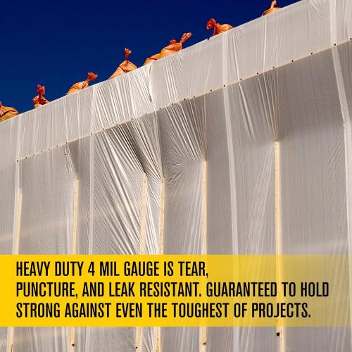Aluf Plastics Clear All Purpose Poly Sheeting, Extra Strong, 4 mil, 20' x 100'