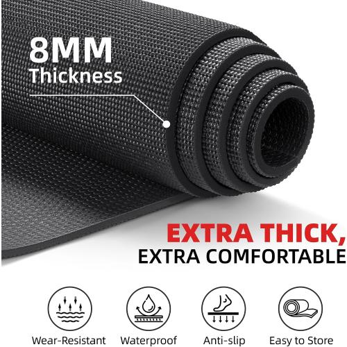 GymCope Extra Large Exercise Mat 10'x6'/9'x6'/8'x6'/7'x5'/6'x4' (8mm) | Thick Workout Mat for Home Gym & Garage Flooring, Shoe-Friendly, High-Density, MMA, HIIT, Weight Lifting, Cardio&Strength