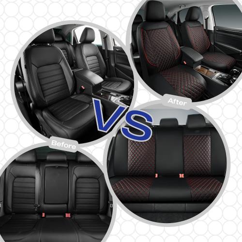 Black and Red Skechers Car Seat Covers,Piping Luxury Faux Seat Covers,Waterproof Anti Slip Car Seat Protector Full Set,Car Accessories Airbag Universal Fit for Most Cars,Vans,Trucks,SUV