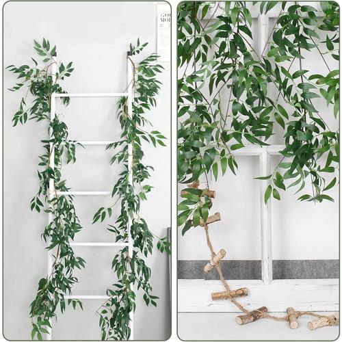 RECUTMS Artificial Willow Leaves Vine Twigs 2Pcs 5.9Ft Fake Hanging Ivy Plants Silk Green Leaf Rattan Garland Greenery Decor for Indoor Outdoor Home Wedding Arch Jungle Beach Birthday Party Garden