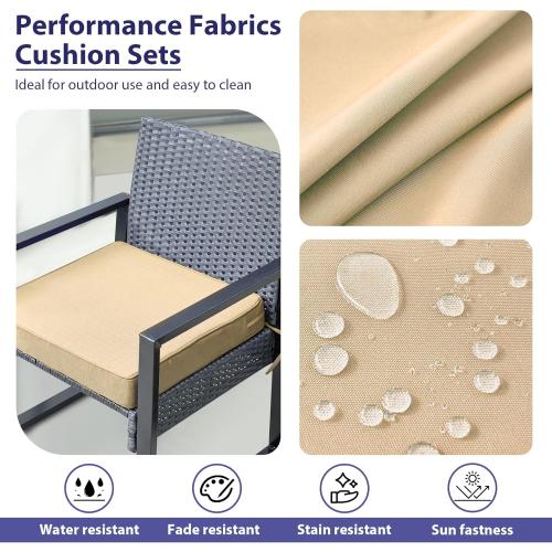 Outdoor Chair Cushions Set of 4, Waterproof Outdoor Seat Cushions for Patio Furniture, Patio Chair Cushion with Handle and Ties, Square Out Door Chair Pads,19 x 19 x 3, Beige