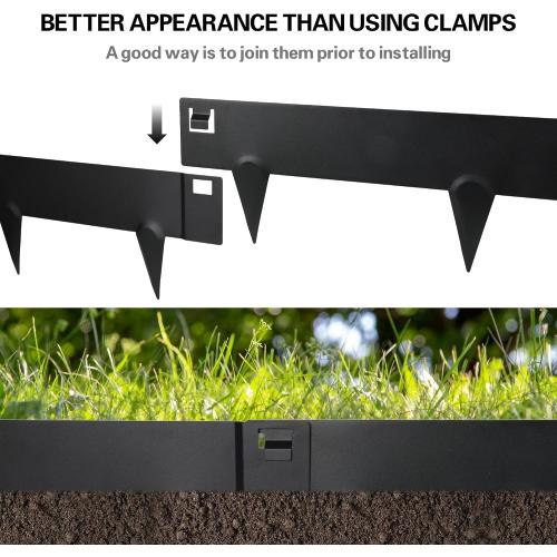 Worth Garden 10-Pack (34Ft Total) Galvanized Steel Landscape Lawn Edging - 6 in. H Bendable Metal Strips - Hammer-in 18-Gauge Flexible Black Edging Border - Yard Pathway Divider - Buckle Connection
