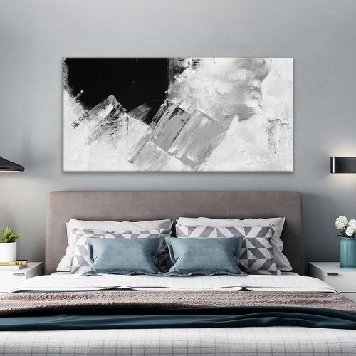 TAIJXAGSG Abstract Wall Art Painting Modern Grey Wall Decor Living Room 24 X 48 Canvas Art Wall Decor Black White Wall Art Canvas Prints Artwork For Bathroom Kitchen Office Decoration