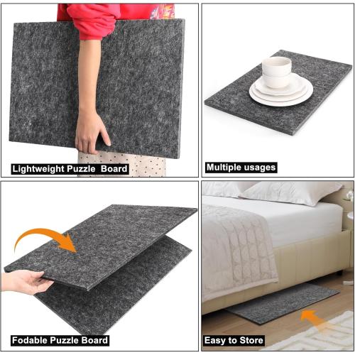 Yopay Folding Puzzle Board Felt Mat for Jigsaw Puzzle, up to 1000 Pieces, 31.5 X 22.8 Inches Portable Foldable Large Puzzle Pad 9mm Thickness