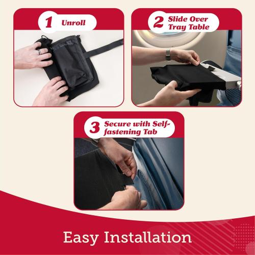 Lusso Gear Premium Black Airplane Tray Table Cover with 5 Compartments - Sanitary, Machine-Washable, Foldable - Black