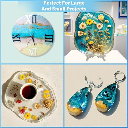 Epoxy Resin 1 Gallon Kit with Pump High Glossy Food Safe Crystal Clear Bubble Free No Yellowing Easy Mix 1:1 for Craft DIY Jewelry Art Casting - missing some accessories