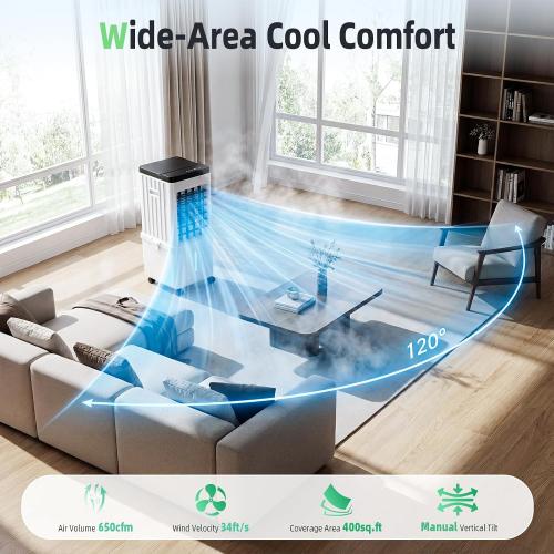Evaporative Air Cooler, Portable Swamp Cooler for Home with 4 Wind Modes | 3.5-Gallon Water Tank, 3 Speeds, 120° Swing & 45 dB Low Noise Cooling with 4 Ice Packs for Bedroom, Office & Indoor Use