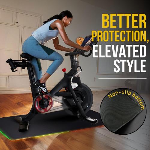 Boldstrive LED Exercise Equipment Mat 24x48in / 30x60in - Stylish Non-Slip Floor Protection for Spin Bikes, Walking Pads, and Ellipticals - Exercise Bike Mat, Peloton Bike Mat, Peloton accessories