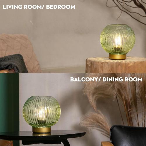 Battery Operated Lamp with Remote Control,Battery Powered Table Lamps with Timer&Replaceable LED Blub,Dimmable Brightness Small Lamp for New Home Gift Decorative Corner Bedroom (Green)