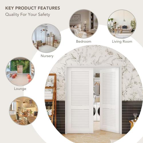 Louvered Interior Door, 32'' x 80'', Pre-Finished French Doors, Suitable for Closets/Bathrooms/Laundry Rooms/Storage Rooms, Single Louvered Closet Door Panel (Hinges Not Included)