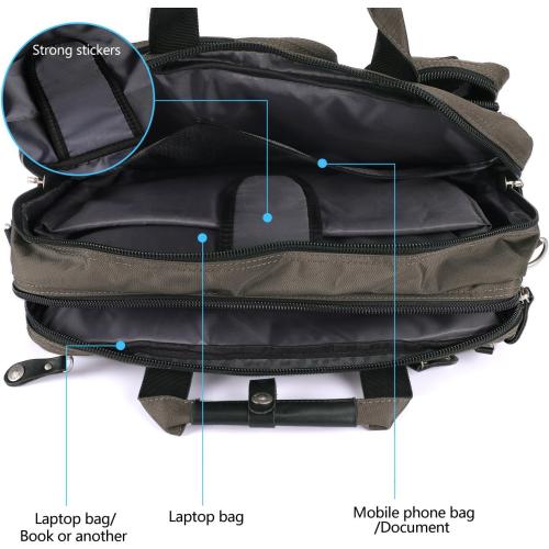 18.4 Inches Laptop Bag Multi-function Briefcase Backpack with Handle and Shoulder Strap Fits Up To 19 Inch Laptops Notebook Computer (Army Green)