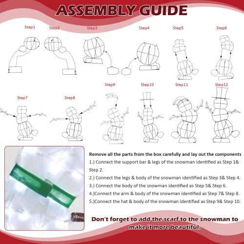 Lulu Home 2-Pack Lighted Christmas Snowman Decorations, 3.1 2.5FT Outdoor Snowmen with 70 LEDs White Lights, 2D Plug-in Snowman Holiday Yard Decor with Scarves for Lawn Garden Party