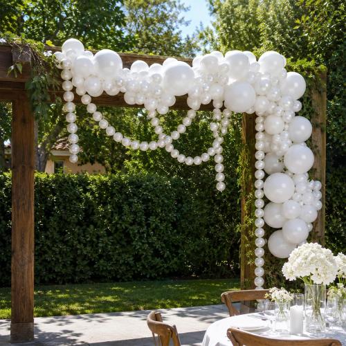 Pearl White Linking Balloons,100pcs 6 Inch Quick Link Long Balloons for Tying Balloon Arch,Tails Balloon Wall,for Wedding Anniversary Engagement Birthday Baby Shower Graduation Party Decorations