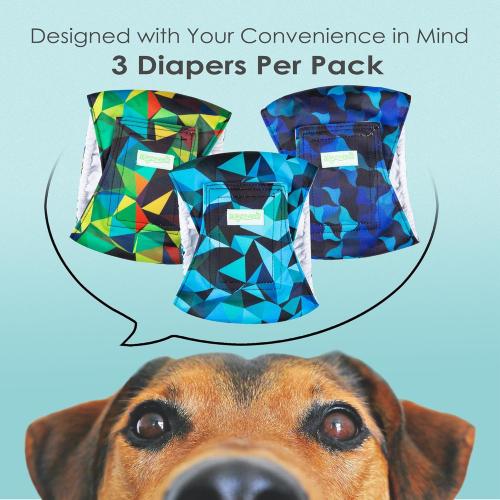 wegreeco Washable Male Dog Belly Band (Stylish Pattern)- Pack of 3 - Male Dog Belly Wrap, Dog Diapers Male (Abstract Geometrical Blue, Small)