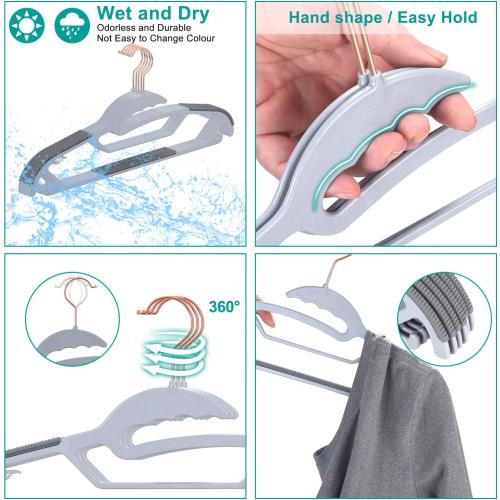 TIMMY Slim Plastic Hangers Non-Slip, 0.2in Ultra Thin Space Saving Closet Organizers, S-Shaped Design for Round Neck Shirts/Sweaters, Heavy Duty Hangers 50 Pack