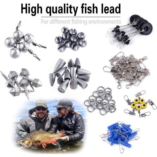 TOPFORT 187/343pcs Fishing Accessories Kit, Organized Fishing Tackle Box with Tackle Included, Fishing Hooks, Fishing Weights Sinkers, Fishing Gear and Equipment, Fishing Gift for Men