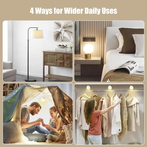 Brightown E26 Rechargeable Light Bulb with Remote Timer and 3 Color Temperatures, Battery Backup Bulb for Sconces and Lamps, E26 Detachable Charging for Non-Hardwired Fixture, Dimmer, 700LM