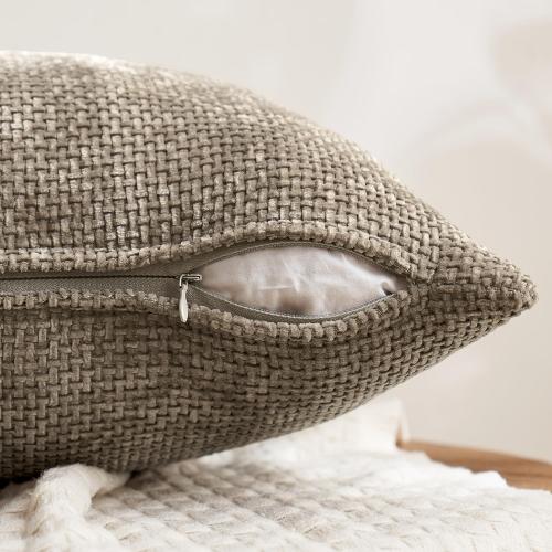 MIULEE Pack of 4 Couch Throw Pillow Covers 18x18 Inch Neutral Navy/Grey Soft Decorative Chenille Pillow Covers Farmhouse Accent Cushion Covers for Boho Home Decor Sofa Bedroom Living Room