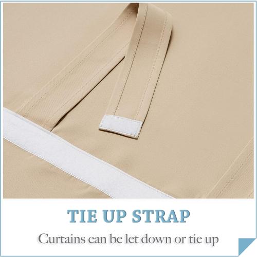 RYB HOME Door Curtains Blackout - Self Stick Tie Up Shades Tricia Window Blinds Light Block Insulating Sidelight, W 26 x L 69 inches, 1 Panel, Biscotti Beige