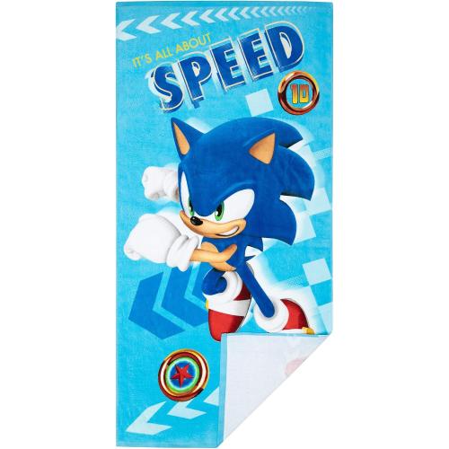 Franco Sonic The Hedgehog Recycled Polyester Beach Towel, 58 in x 28 in, Ready to Run Pattern