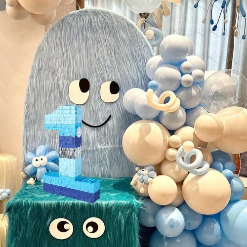 PCFING 20 Inch Number 1 Piñata Blue Silver with 30 Inch Piñata Stick Blindfold Confetti for Boys Girls Adults Birthday Party Decorations, Anniversary Celebration, Fiesta