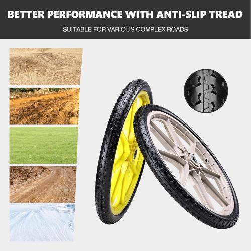 20 Flat Free Tire and Wheel with 3/4 & 5/8 Bearing, Replacement Wheels for Rubbermaid Wheelbarrow,Lawn Carts, Big Wheel Utility Carts and Garden Yard Cart, 2 Pcs Grey