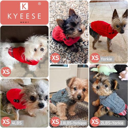 Size S....KYEESE Dog Sweater Soft Pullover Dog Sweaters for Small Dogs Male Comfy Puppy Coat for Fall Winter Cold Weather Stretchy Knitwear Cat Clothes Warm Turtleneck Small Dogs Sweater with Gingham Patchwork
