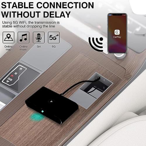 Wireless CarPlay Adapter for Apple - Stable Fast Connection for Convert Factory Wired to Wireless CarPlay Dongle Cars for iPhone - No Latency from iOS 10  to Car Display (Black)