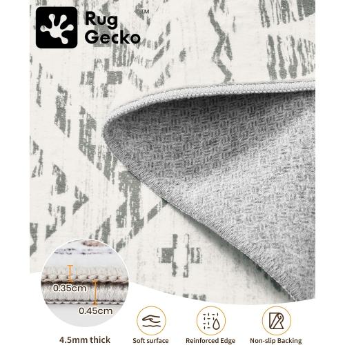 8x10 Area Rug for Living Room Moroccan Washable Rugs Non Slip Indoor Floor Carpet Foldable Large Soft Area Rug for Dining Room Bedroom with Low Pile(Grey,8'x10')