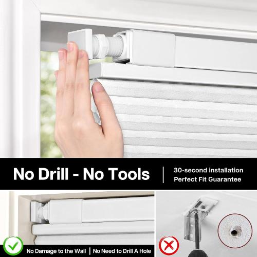Lazblinds Upgraded Top Down Bottom Up (TDBU) Honeycomb Blinds, No Drill No Tools Easy Install Cordless Cellular Shades for Windows 20 W x 48 H, White - Light Filtering