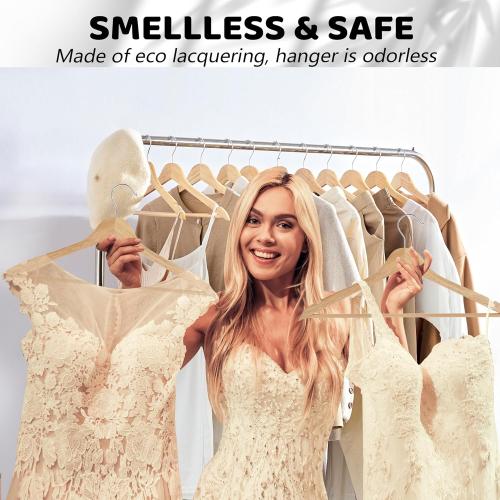 Wooden Hangers 20 Pack, Durable Wood Hangers with 360° Swivel Hook & Notches, Slim Coat Hanger Wooden for Closet, Natural