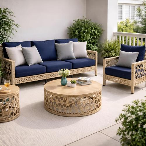 Melissa Luxury Outdoor Patio Chair Cushions, 22x22x5 Inch Deep Seat Bottom & Back Cushions, Waterproof and Fade Resistant, for Patio Chairs, Couch, Sofa & Backyard Furniture,Navy