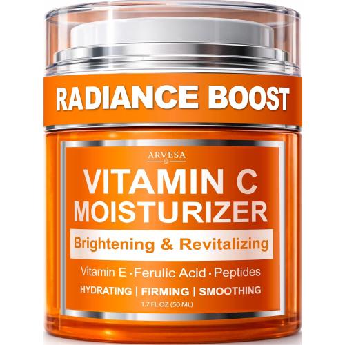 Vitamin C Moisturizer for Face - Vitamin C Cream for Face - Brightening & Anti Aging Cream for Women with Ferulic Acid & Peptides - Evens Skin Tone, Reduces Dark Spots & Fine Lines - All Skin Types