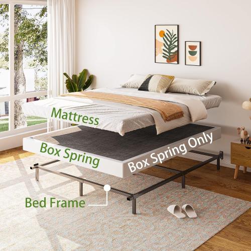Full Bed Frame,9 Inch Heavy Duty Base for Box Spring, 9-Leg Support,Easy Assembly,Non-Slip,Noise-Free, Black