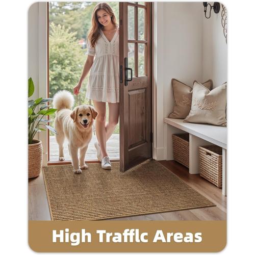 Color&Geometry Handwoven Jute Entry Rug - Natural Textured Front Door Mat 36x60, Non-Slip Durable & Eco-Friendly Doormat for High-Traffic Entrance, Rustic Farmhouse Welcome Mat, Sisal Brown