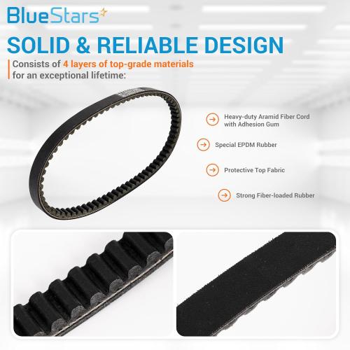 BlueStars Durable 729-17.7-30 Racing CVT Drive Belt - Compatible with 125cc 150cc GY6 157QMJ 152QMI Long-case Engine Scooter, ATV, Go Kart, Moped - Compatible with Baja, Jonway, Roketa, Sunl, Tank