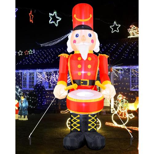 VCOKEN 12FT Christmas Inflatables Nutcracker Outdoor Decorations, Giant Christmas Inflatable with Big Bass, Built-in LEDs Inflatable Nutcracker Blow Ups for Xmas Decor Holiday Party Yard Garden Lawn