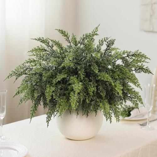 Real Touch Christmas Cedar Branches-18 Inches, Artificial Cedar Branch Faux Greenery Plants Stem Fake Pine Picks for Vase DIY Crafts Garland Wreath Xmas Indoor Outdoor Decor (12 Pcs)