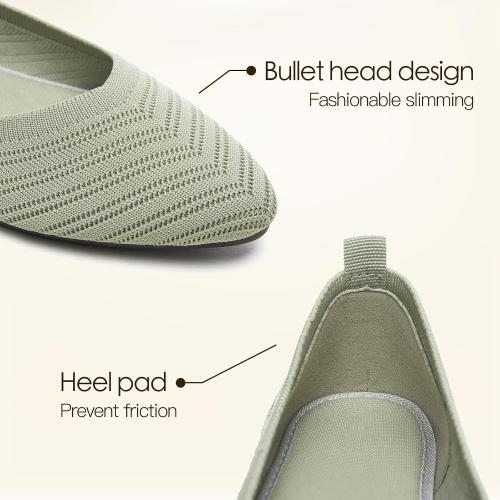 Iarus Women's Size 11 Green Flat Shoes Comfortable Ballet Flat Fashion Dress Shoes Pointed Toe Mesh Knit Portable Lazy Casul Shoes Office Commuting
