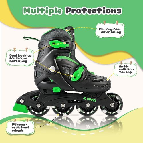 2PM SPORTS Inline Skates for Kids Girls Boys Ages 4-8 6-12 with Light Up Wheels, Adjustable Kids Roller Skates Blades for Youths Beginners